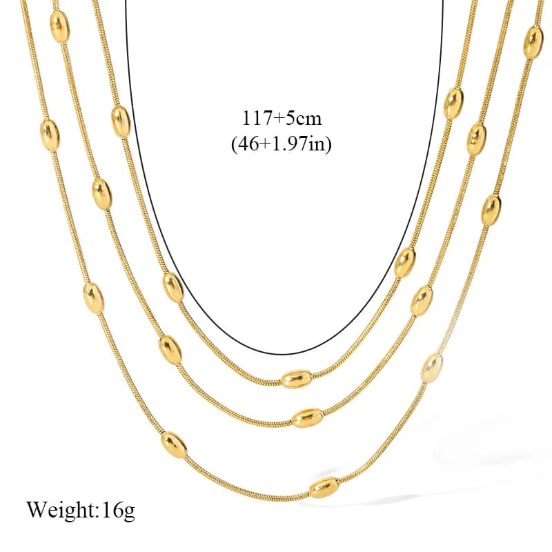 Multi-Layer Stainless Steel Necklace, Gold/Silver
