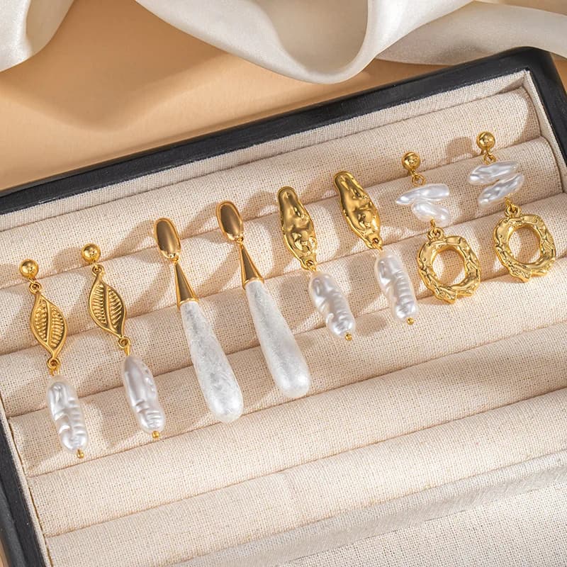 Irregular Pearl Tassel Drop Dangle Earrings