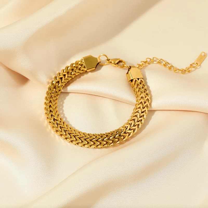 Gold Color Thick Chain Choker and Bracelet Set