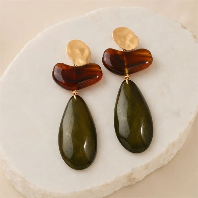 Vintage Resin Drop Dangle Earrings