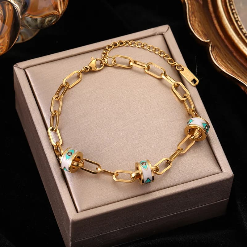 Gold Color Multilayer Charm Bracelet Bangle