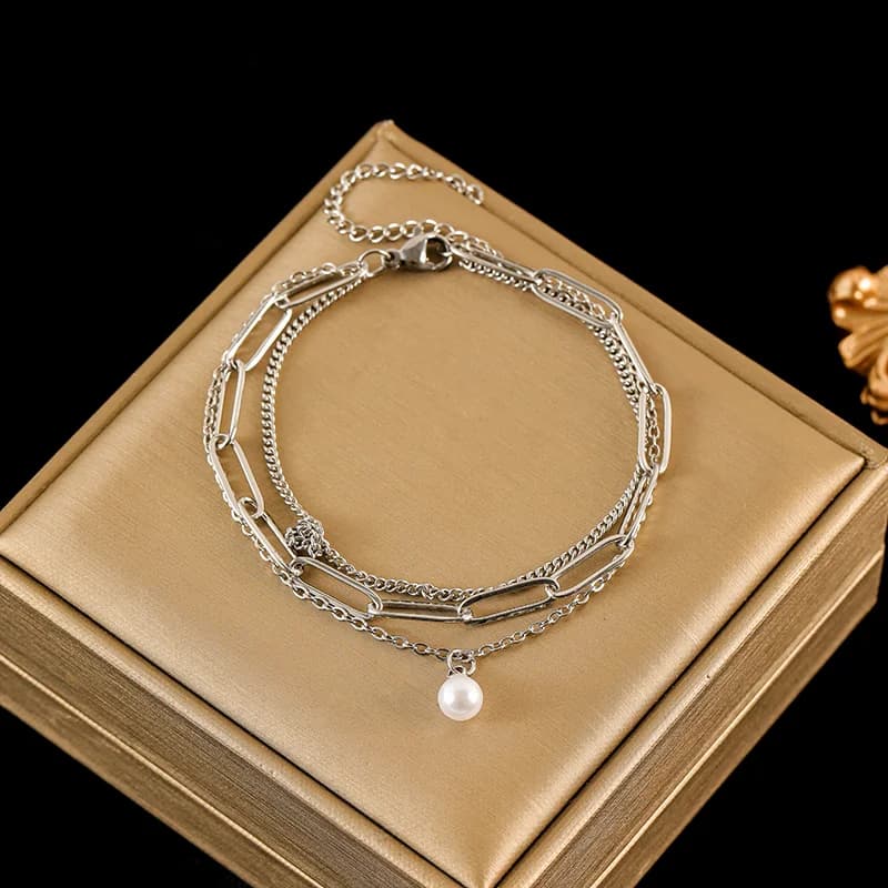 316L Stainless Steel Silver Color Thick Chain Bangle
