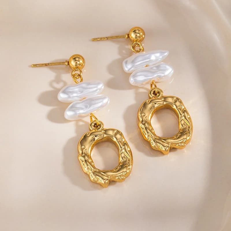 Irregular Pearl Tassel Drop Dangle Earrings