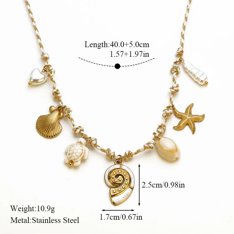 Ocean Conch Pearl Pendant Necklace