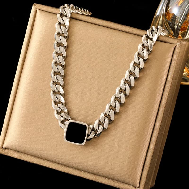 Stainless Steel Silver Chain Choker Necklace