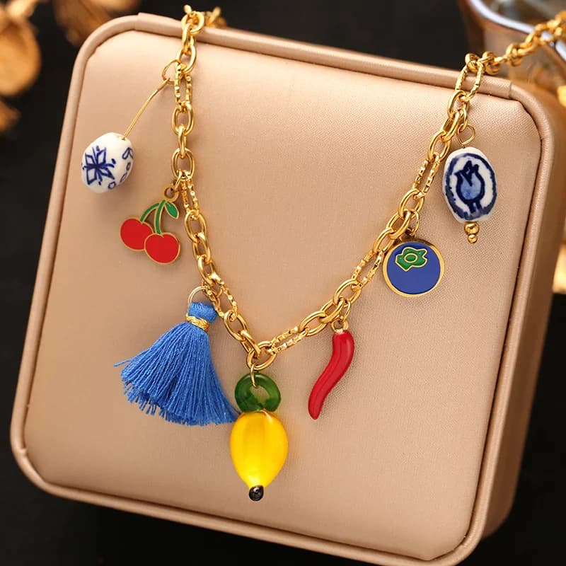 Chili Cherry Pendant Necklace