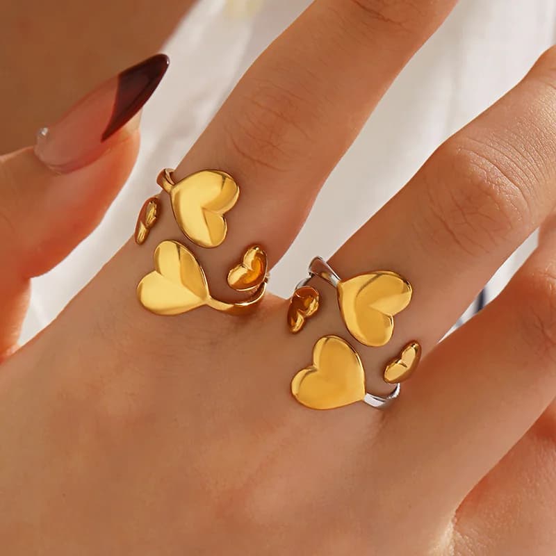 316L Stainless Steel Heart Adjustable Ring