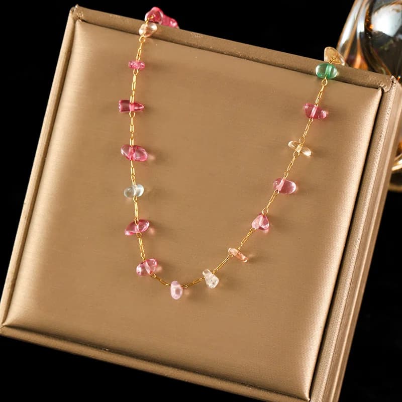 Colored Acrylic Stones Necklace and Bracelet Set