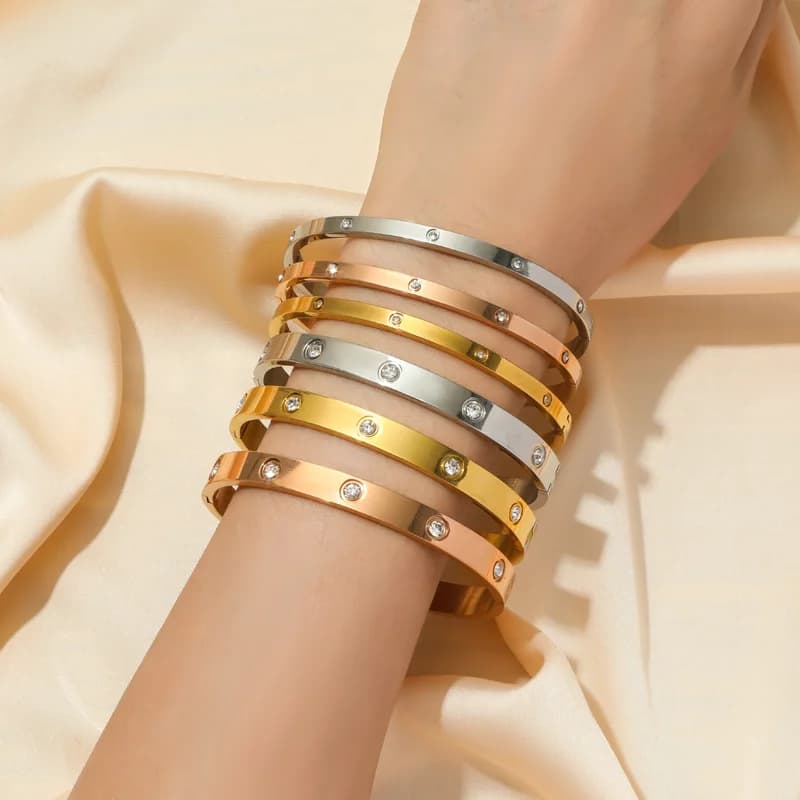 3-Color Zircon Bangles Bracelet