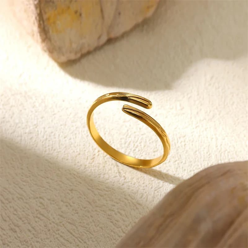 18K Gold Plated Open Charm Ring