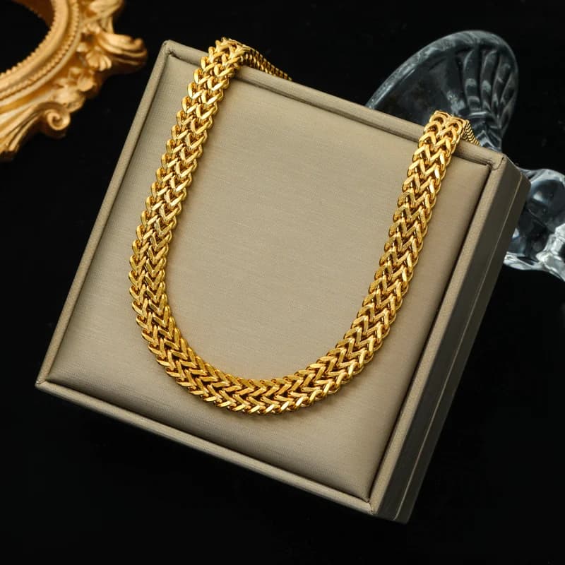 Thick Cuban Chain Necklace, Gold or Silver