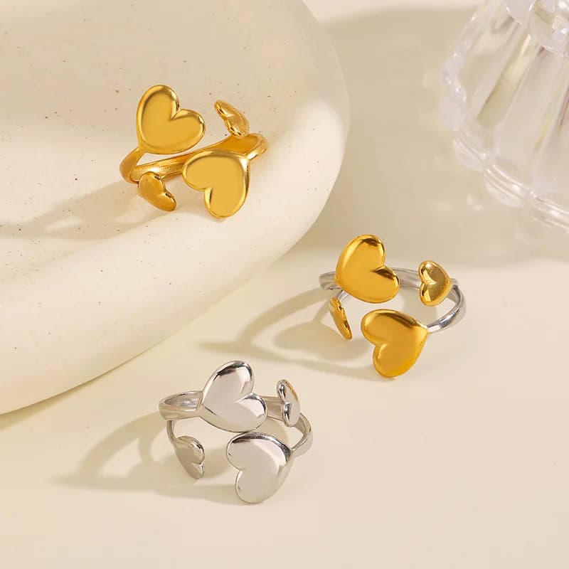 316L Stainless Steel Heart Adjustable Ring
