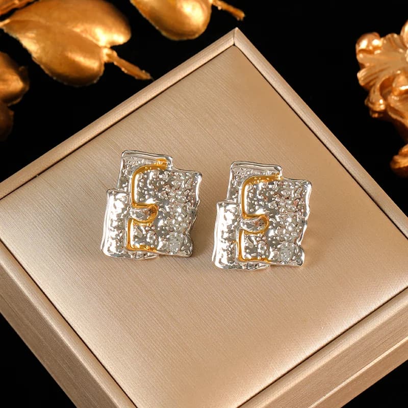 Metal Leaf Tassel Drop Earrings, 18K PVD Plated