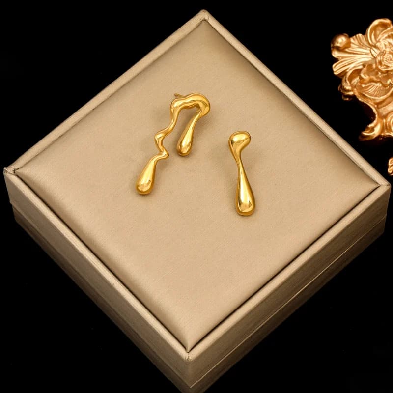 Gold Color Stainless Steel Irregular Dangle Earrings