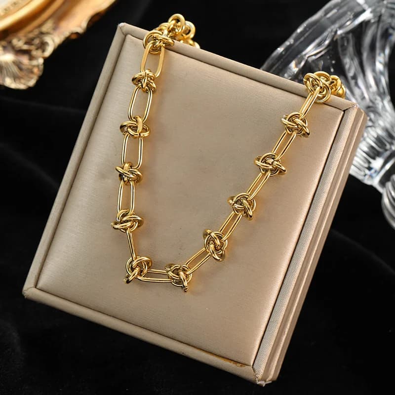 Stainless Steel Chain Necklace, Gold Plated