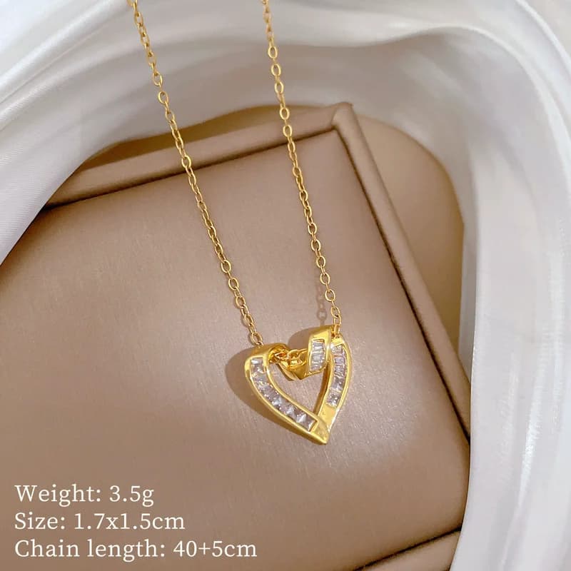 Pink Heart Love Pendant Necklace