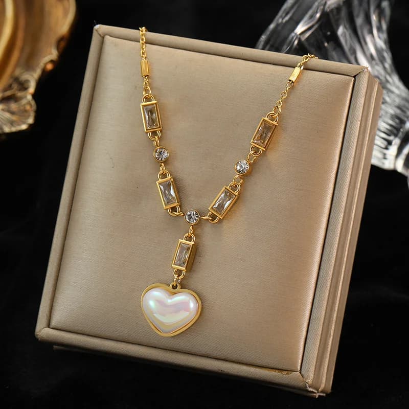 Large Square Zirconia Crystal Pendant Necklace