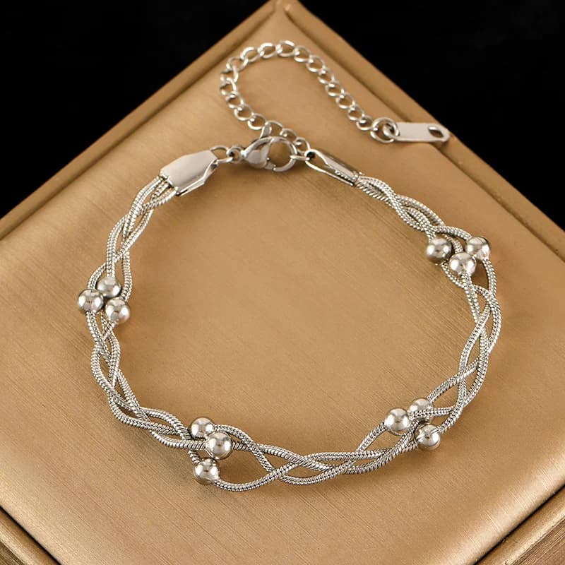 316L Stainless Steel Silver Color Thick Chain Bangle
