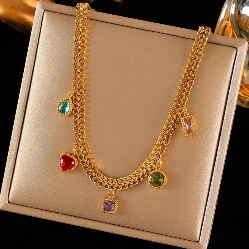 Multilayer Cubic Zirconia Chain Necklace