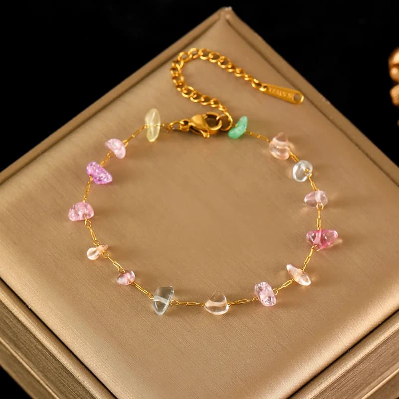 Colored Acrylic Stones Necklace and Bracelet Set