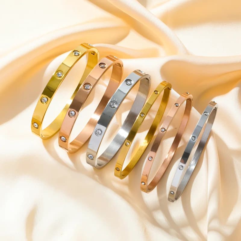3-Color Zircon Bangles Bracelet