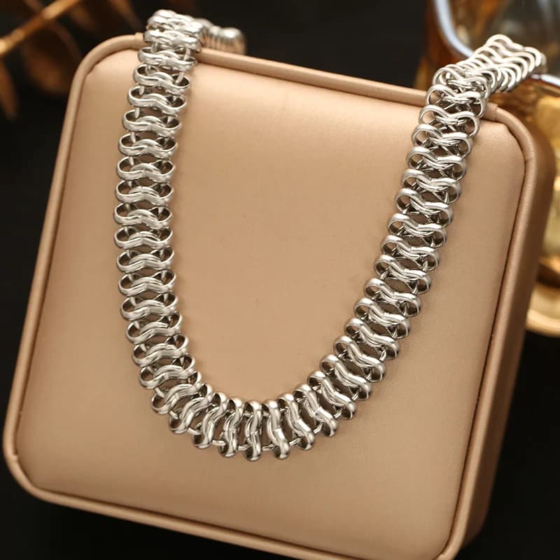 Gold Chunky Chain Necklace and Bracelet Set