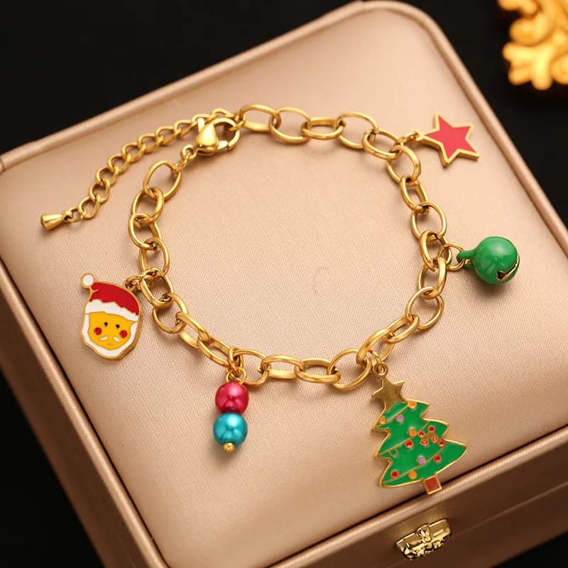 Stainless Steel Snowman Charm Bracelet