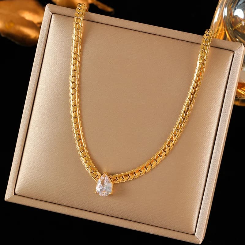 Gold Heart Pendant Charm Necklace