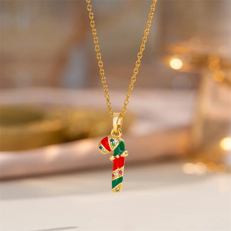 Christmas Tree and Snowflake Pendant Necklace