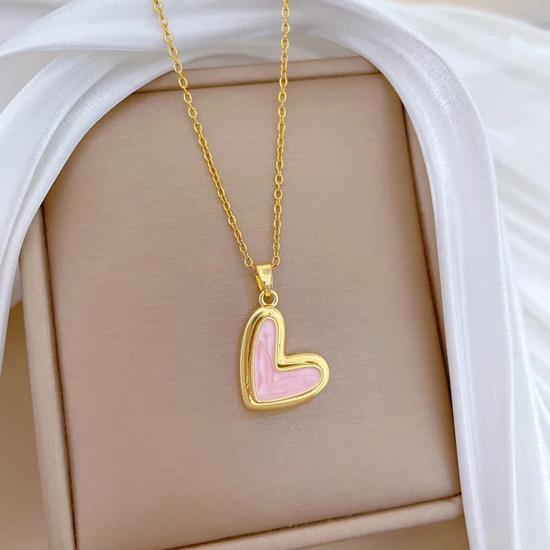 Pink Heart Love Pendant Necklace