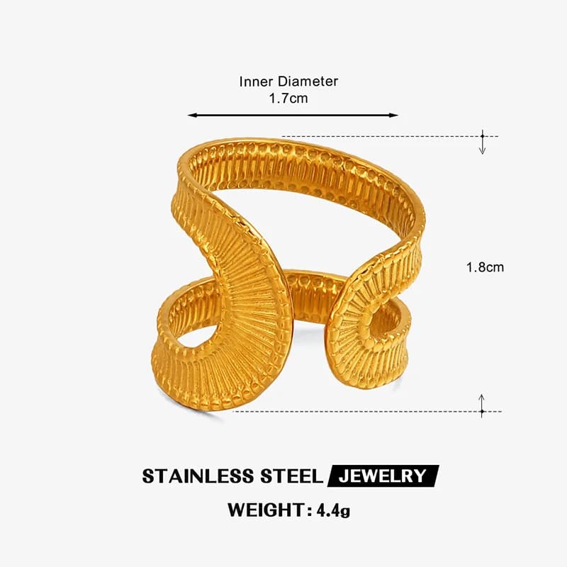 Stainless Steel Irregular Hollow Adjustable Cuff Ring