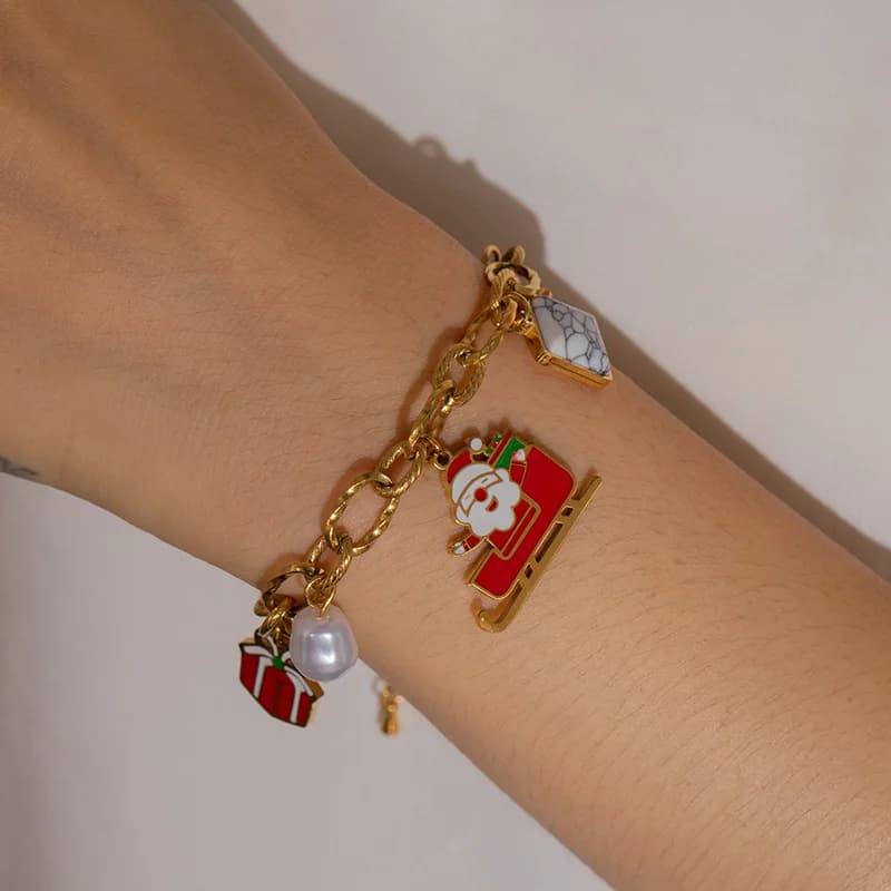 Stainless Steel Snowman Charm Bracelet