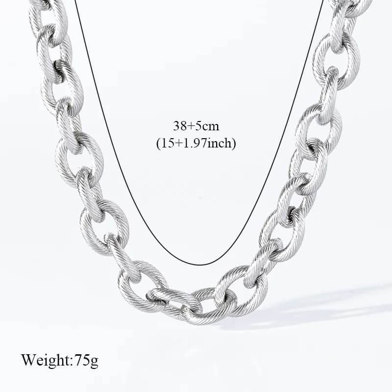 Silver Color Thick Chain Stainless Steel Necklace