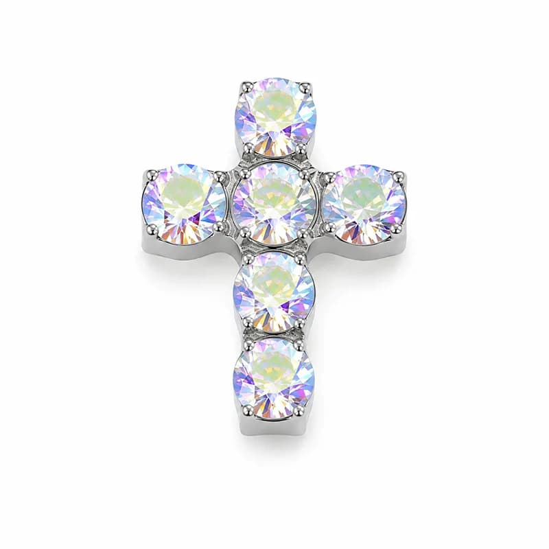 Titanyum Spiral Haç Zirkon Body Piercing