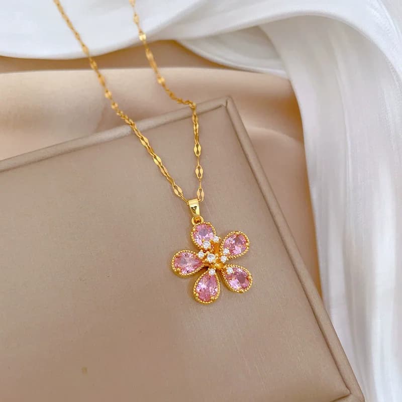 Pink Heart Love Pendant Necklace