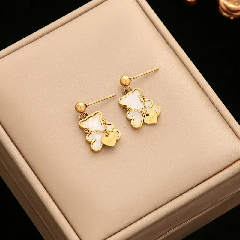 Star Flower Bear Necklace and Earrings Set