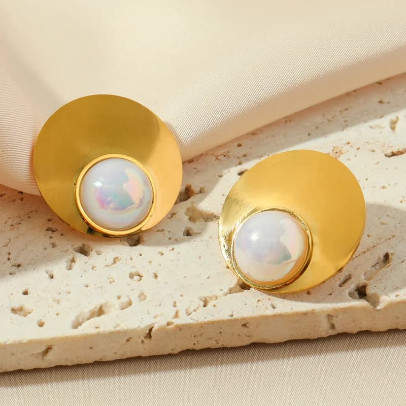Gold Pearl Stud Earrings